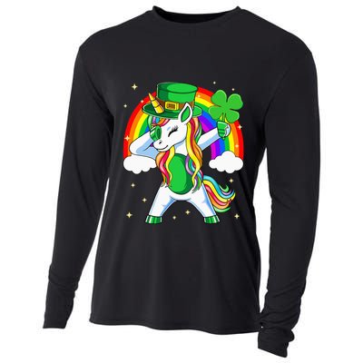 Unicorn Happy St Patricks Day Irish Rainbow Shamrock Cooling Performance Long Sleeve Crew