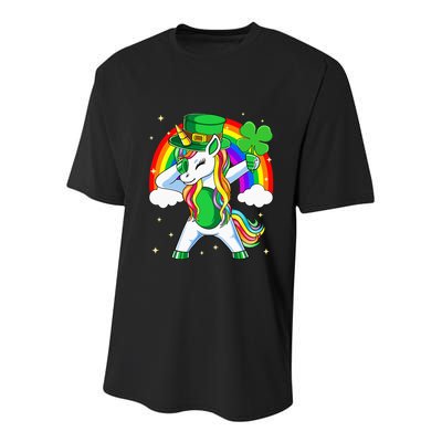 Unicorn Happy St Patricks Day Irish Rainbow Shamrock Youth Performance Sprint T-Shirt