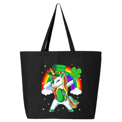 Unicorn Happy St Patricks Day Irish Rainbow Shamrock 25L Jumbo Tote