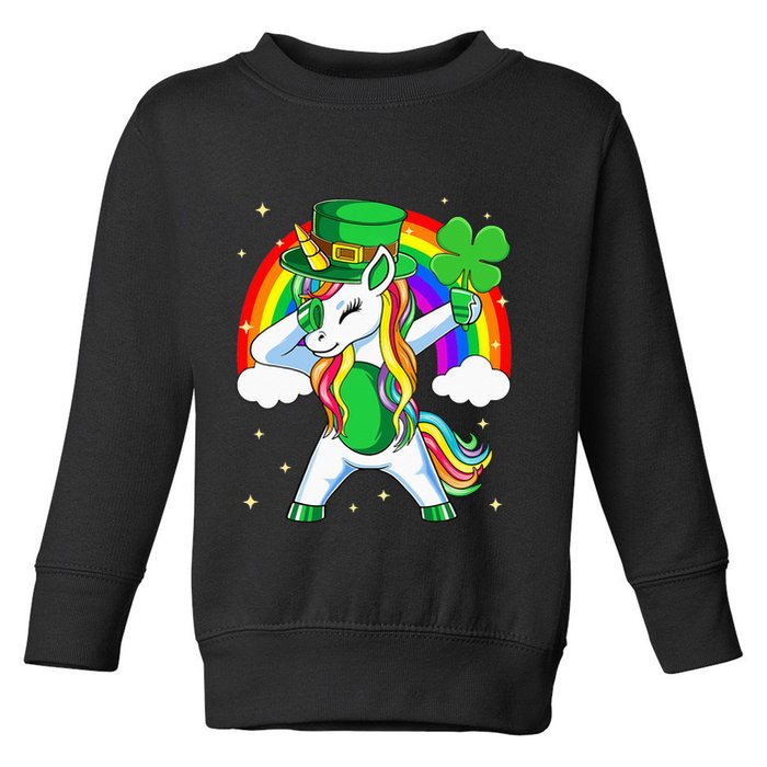 Unicorn Happy St Patricks Day Irish Rainbow Shamrock Toddler Sweatshirt
