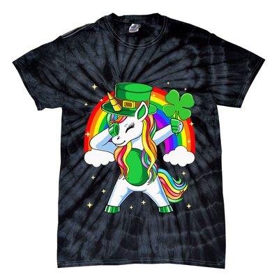 Unicorn Happy St Patricks Day Irish Rainbow Shamrock Tie-Dye T-Shirt
