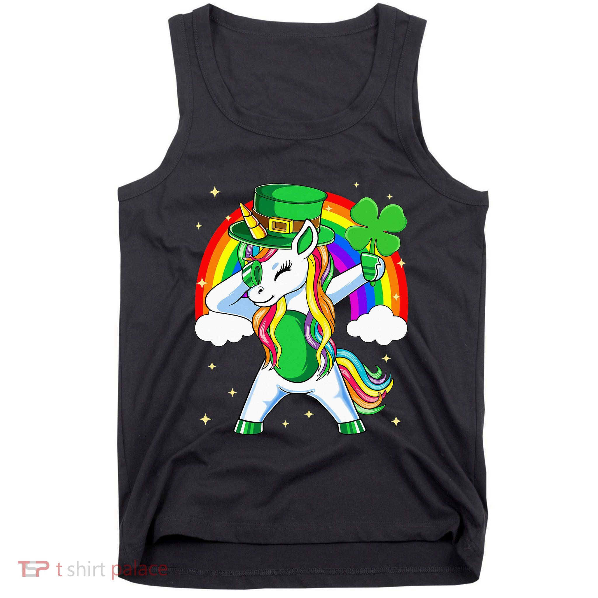 Unicorn Happy St Patricks Day Irish Rainbow Shamrock Tank Top
