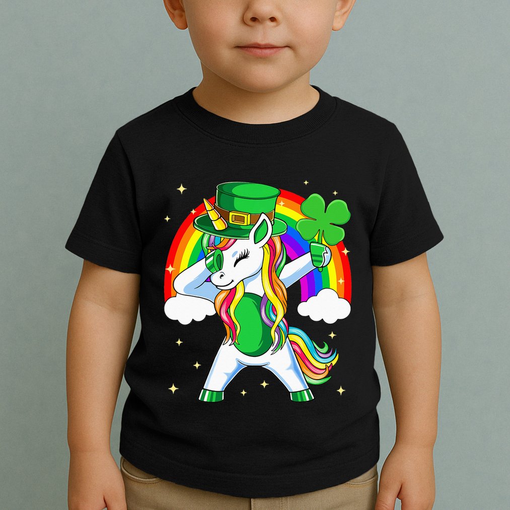 Unicorn Happy St Patricks Day Irish Rainbow Shamrock Toddler T-Shirt