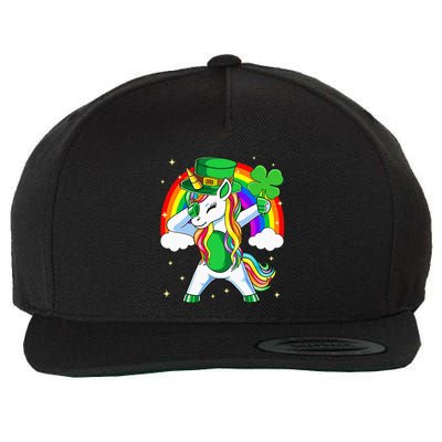 Unicorn Happy St Patricks Day Irish Rainbow Shamrock Wool Snapback Cap