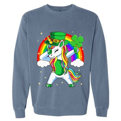 Unicorn Happy St Patricks Day Irish Rainbow Shamrock Garment-Dyed Sweatshirt