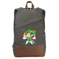 Unicorn Happy St Patricks Day Irish Rainbow Shamrock Cotton Canvas Backpack