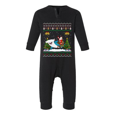 Ugly Hammerhead Shark Xmas Gift Santa Riding Shark Christmas Gift Infant Fleece One Piece