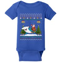 Ugly Hammerhead Shark Xmas Gift Santa Riding Shark Christmas Gift Baby Bodysuit