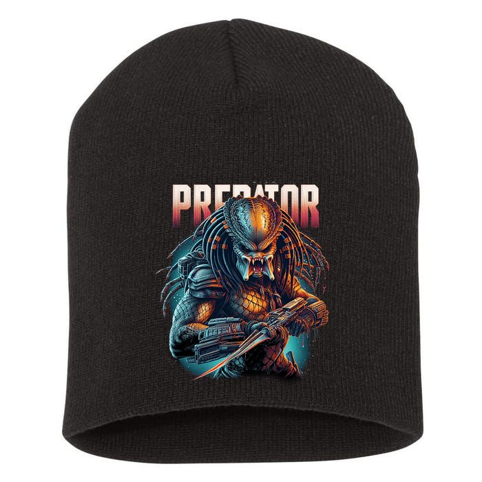 Ultimate Hunters Tribute With Classic Scifi Horror Design Short Acrylic Beanie