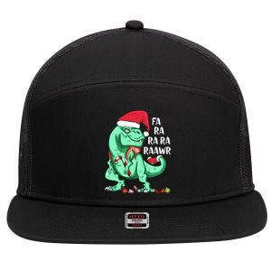 Un Holiday Tmeaningful Giftrex Dinosaur In Santa Hat Fa Ra Rawr Christmas Gift 7 Panel Mesh Trucker Snapback Hat