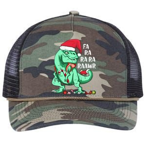 Un Holiday Tmeaningful Giftrex Dinosaur In Santa Hat Fa Ra Rawr Christmas Gift Retro Rope Trucker Hat Cap