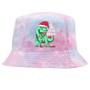 Un Holiday Tmeaningful Giftrex Dinosaur In Santa Hat Fa Ra Rawr Christmas Gift Tie-Dyed Bucket Hat