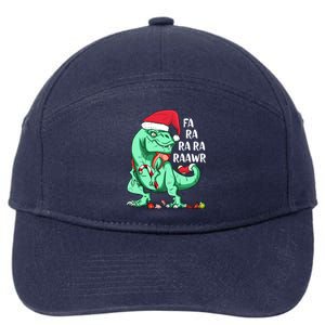 Un Holiday Tmeaningful Giftrex Dinosaur In Santa Hat Fa Ra Rawr Christmas Gift 7-Panel Snapback Hat