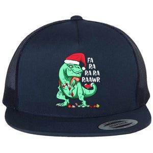 Un Holiday Tmeaningful Giftrex Dinosaur In Santa Hat Fa Ra Rawr Christmas Gift Flat Bill Trucker Hat