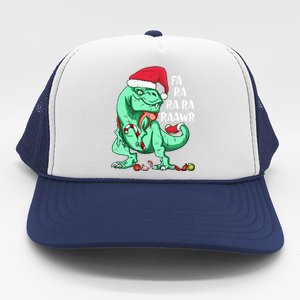 Un Holiday Tmeaningful Giftrex Dinosaur In Santa Hat Fa Ra Rawr Christmas Gift Trucker Hat