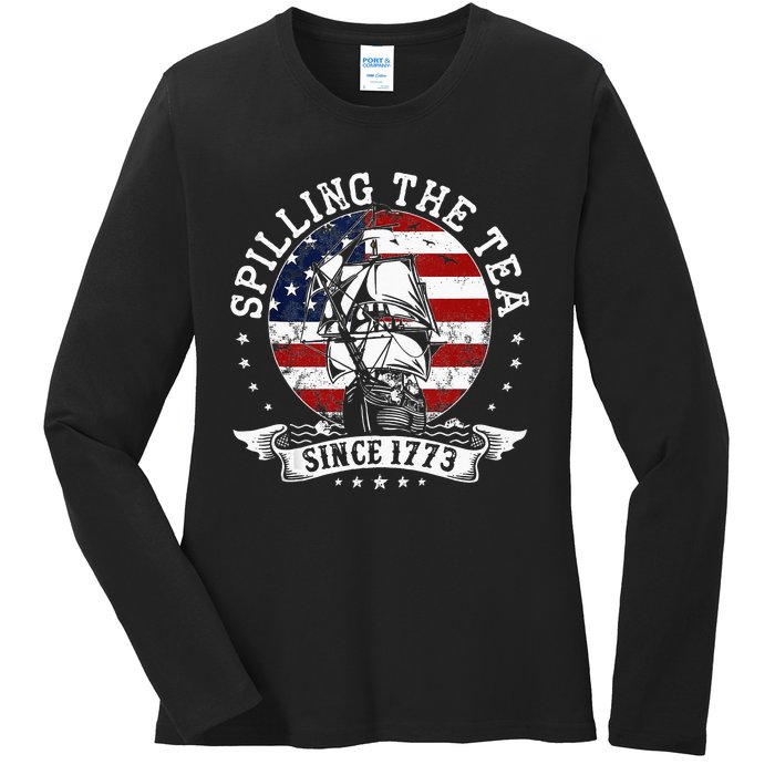 Us History Teacher Historian Spilling The Tea Since 1773 Ladies Long Sleeve Shirt