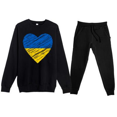 Ukraine Heart Premium Crewneck Sweatsuit Set