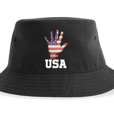 Usa Hand Up Flag Gift I Love Usa Travel Tee Meaningful Gift Sustainable Bucket Hat