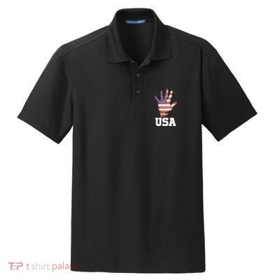 Usa Hand Up Flag Gift I Love Usa Travel Tee Meaningful Gift Dry Zone Grid Polo