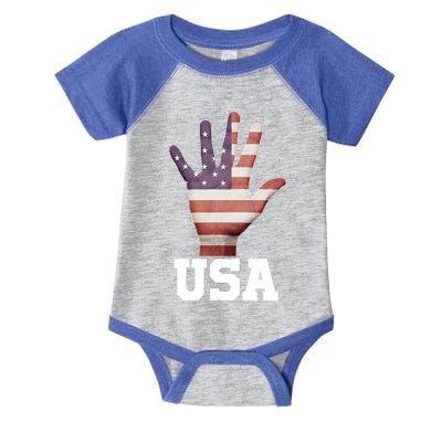 Usa Hand Up Flag Gift I Love Usa Travel Tee Meaningful Gift Infant Baby Jersey Bodysuit