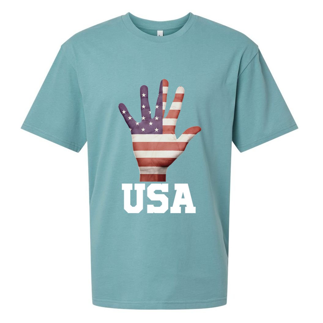 Usa Hand Up Flag Gift I Love Usa Travel Tee Meaningful Gift Sueded Cloud Jersey T-Shirt