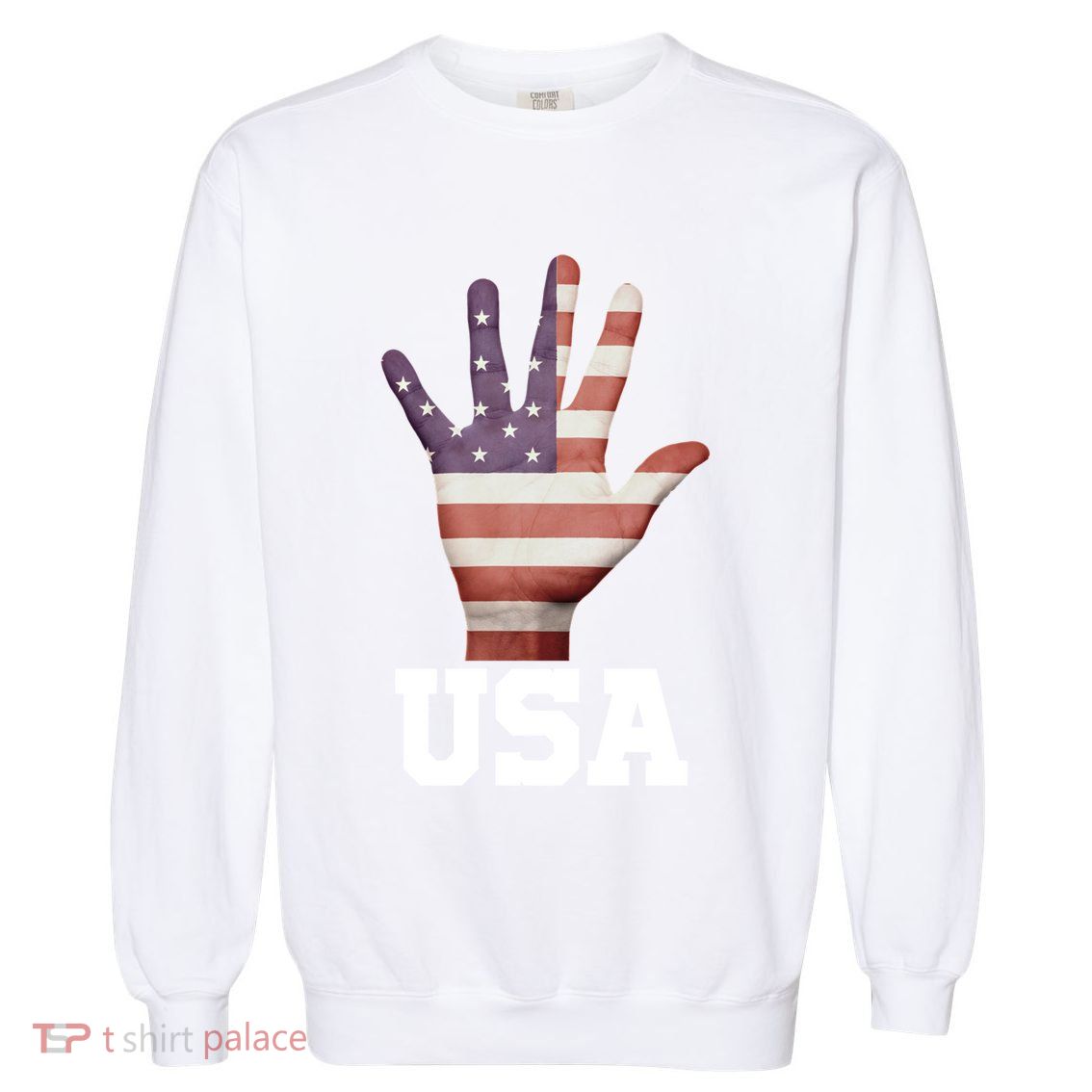 Usa Hand Up Flag Gift I Love Usa Travel Tee Meaningful Gift Garment-Dyed Sweatshirt
