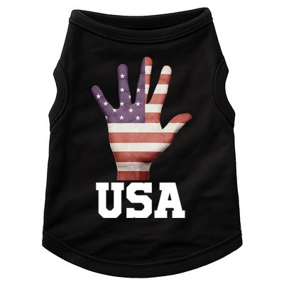 Usa Hand Up Flag Gift I Love Usa Travel Tee Gift Doggie Tank