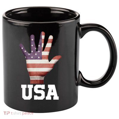 Usa Hand Up Flag Gift I Love Usa Travel Tee Gift 11oz C Handle Ceramic Mug