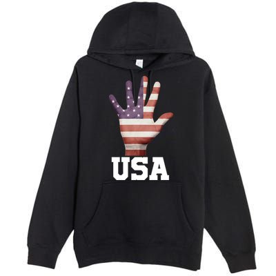 Usa Hand Up Flag Gift I Love Usa Travel Tee Gift Premium Pullover Hoodie