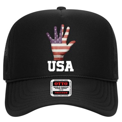 Usa Hand Up Flag Gift I Love Usa Travel Tee Gift Trucker Hat