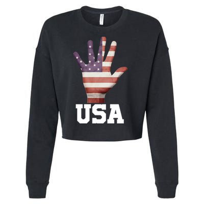 Usa Hand Up Flag Gift I Love Usa Travel Tee Gift Cropped Pullover Crew