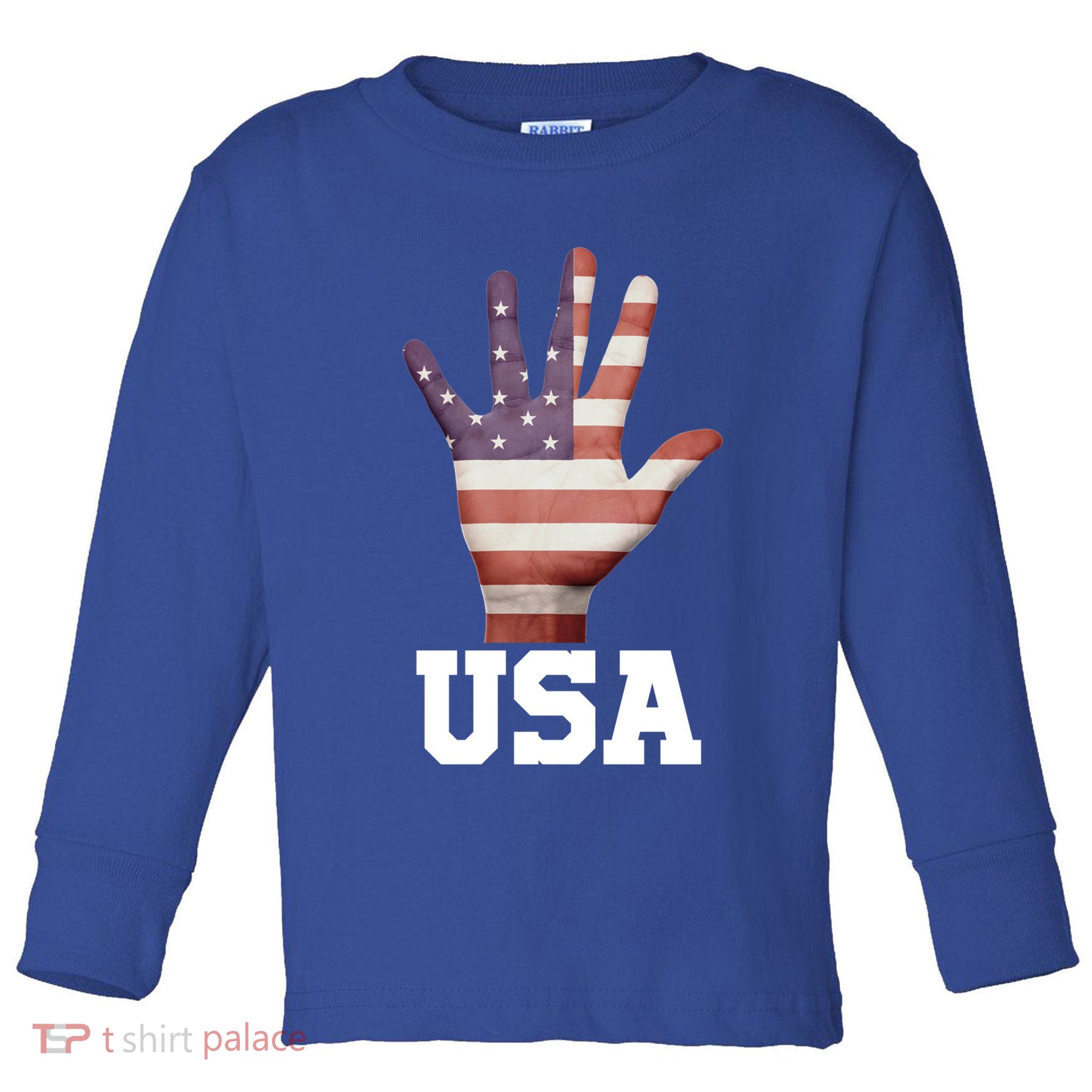 Usa Hand Up Flag Gift I Love Usa Travel Tee Gift Toddler Long Sleeve Shirt