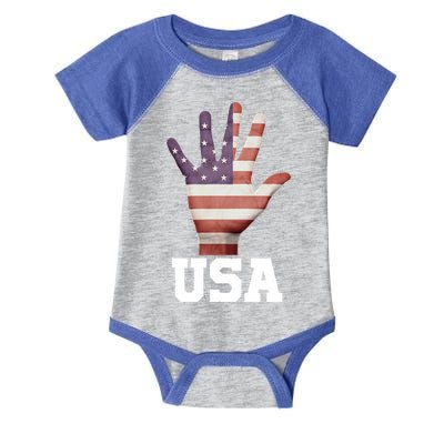 Usa Hand Up Flag Gift I Love Usa Travel Tee Gift Infant Baby Jersey Bodysuit