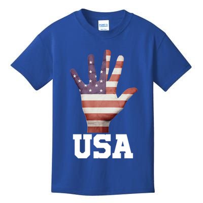 Usa Hand Up Flag Gift I Love Usa Travel Tee Gift Kids T-Shirt