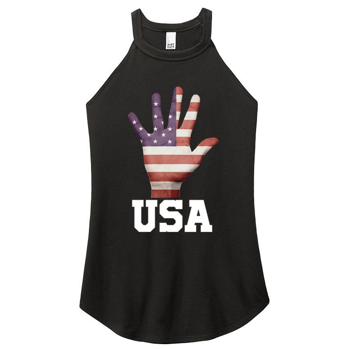 Usa Hand Up Flag Gift I Love Usa Travel Tee Great Gift Women's Perfect Tri Rocker Tank