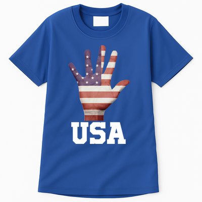 Usa Hand Up Flag Gift I Love Usa Travel Tee Great Gift Tall T-Shirt