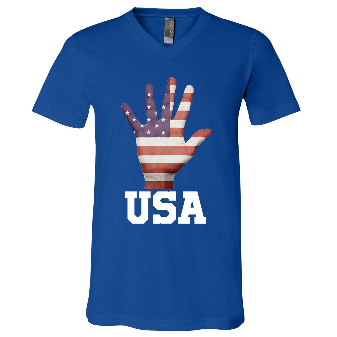 Usa Hand Up Flag Gift I Love Usa Travel Tee Great Gift V-Neck T-Shirt