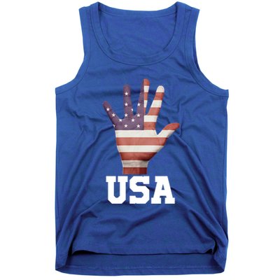 Usa Hand Up Flag Gift I Love Usa Travel Tee Great Gift Tank Top