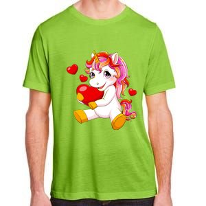 Unicorn Heart Valentines Day Cute Gift Adult ChromaSoft Performance T-Shirt