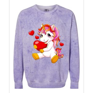 Unicorn Heart Valentines Day Cute Gift Colorblast Crewneck Sweatshirt