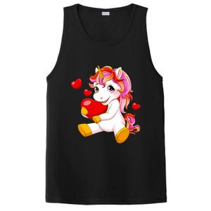 Unicorn Heart Valentines Day Cute Gift PosiCharge Competitor Tank