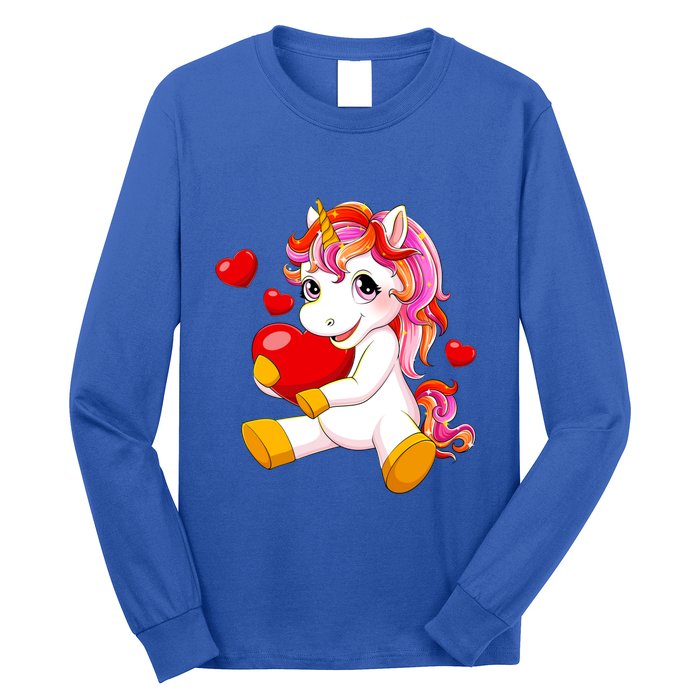 Unicorn Heart Valentines Day Cute Gift Long Sleeve Shirt