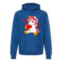 Unicorn Heart Valentines Day Cute Gift Premium Hoodie