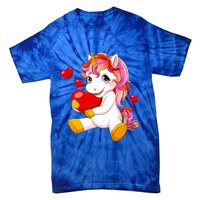 Unicorn Heart Valentines Day Cute Gift Tie-Dye T-Shirt