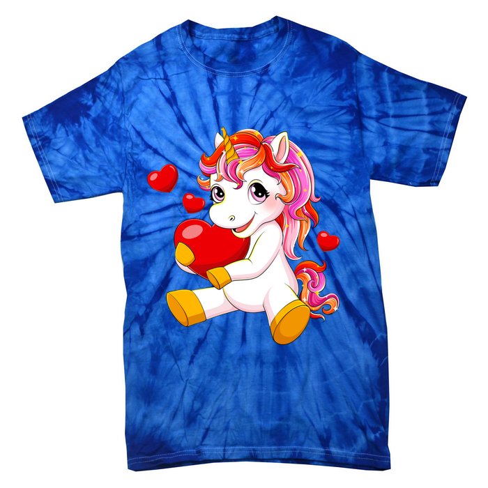 Unicorn Heart Valentines Day Cute Gift Tie-Dye T-Shirt