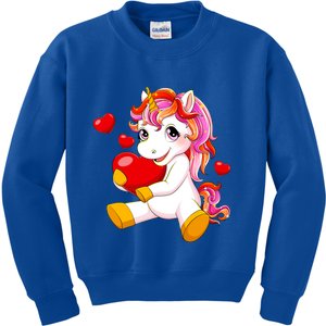 Unicorn Heart Valentines Day Cute Gift Kids Sweatshirt