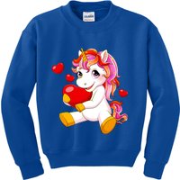 Unicorn Heart Valentines Day Cute Gift Kids Sweatshirt