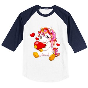 Unicorn Heart Valentines Day Cute Gift Baseball Sleeve Shirt