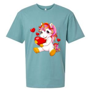 Unicorn Heart Valentines Day Cute Gift Sueded Cloud Jersey T-Shirt