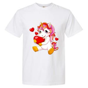 Unicorn Heart Valentines Day Cute Gift Garment-Dyed Heavyweight T-Shirt